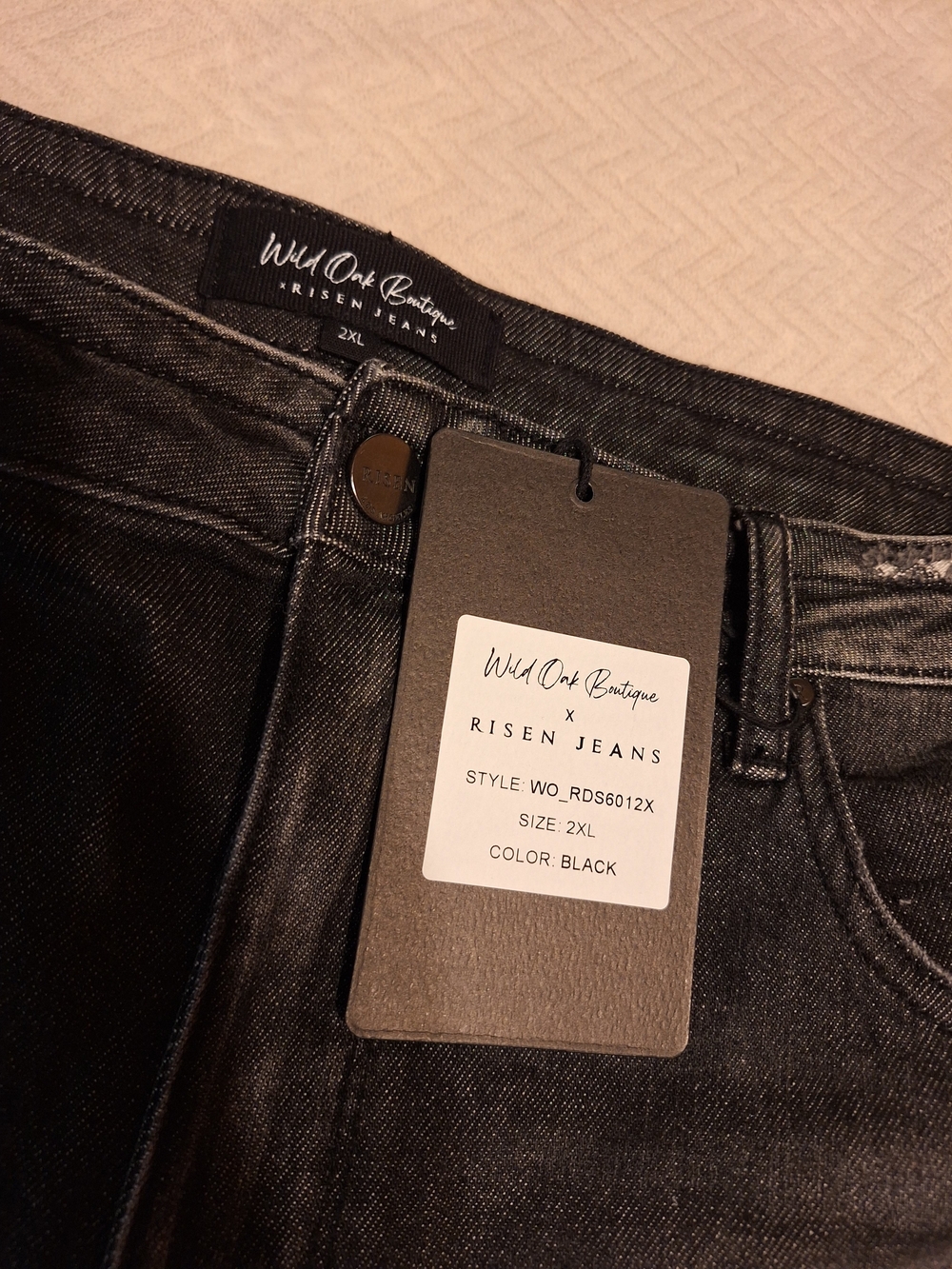 Risen Black Distressed Denim Shorts with Frayed Hem Wild Oak Boutique 2X - Picture 2 of 3